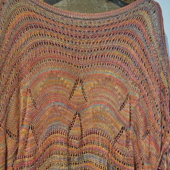 Papaya Multicolor Knit Fringe Poncho - Picture 2 of 4